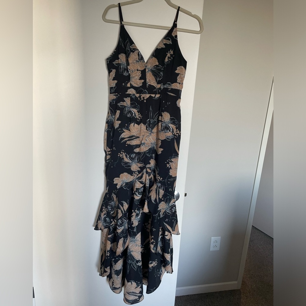 Lulu's Darling Daylily Black Floral Print High-Low Maxi Dress - Picture 4 of 6